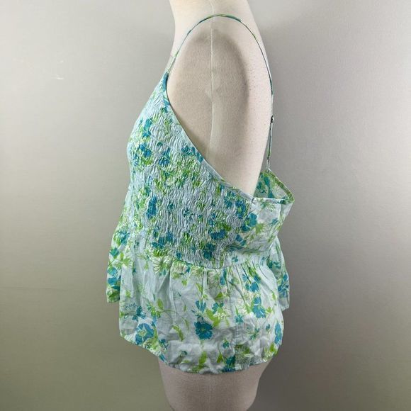 NWT‎ BP Floral Smocked Crop Camisole, Blue Sina Sketched Floral (1X) - Picture 5 of 10